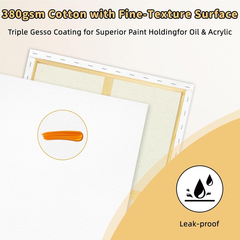 FROM ONE 2-Pack Stretched Canvases 28x40 Inch – 13.4oz (380gsm) Triple Gesso Primed, Warp-Resistant Large Pre-Stretched Canvas for Oil Painting & Gallery-Quality Acrylic Art - Image 2